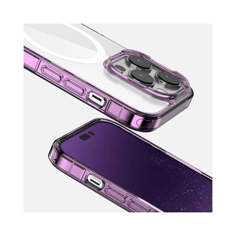 MOCOLO K28 For iPhone 15 Pro Max Case Compatible with MagSafe PC + TPU Clear Back Cover (MOQ: 100) - Purple