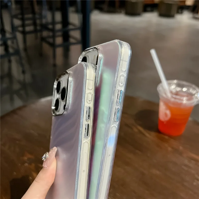 For iPhone 14 Pro Silicone+PC Phone Case IMD Laser Texture Matte Anti-scratch Cover - AK1