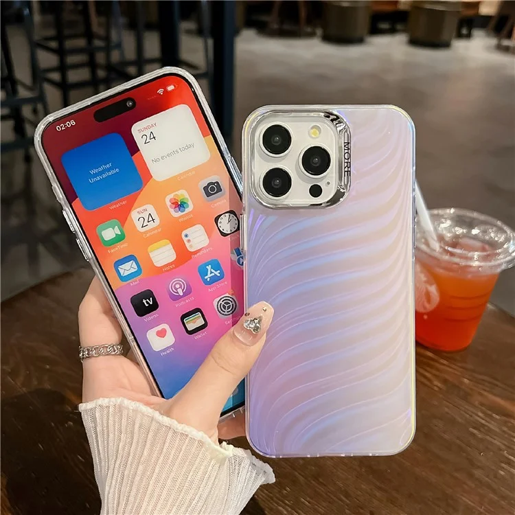 Phone Case for iPhone 15 Pro Wholesale Mobile Accessories IMD Laser Texture Silicone+PC Back Shell - AK5