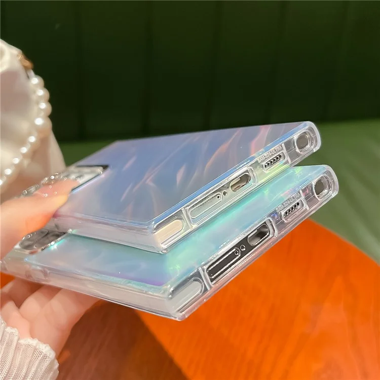 Для Samsung Galaxy S22 Ultra 5G Чехол Силикон+ПК IMD Лазерный Эффект Электрохромный Чехол для Телефона - AK1