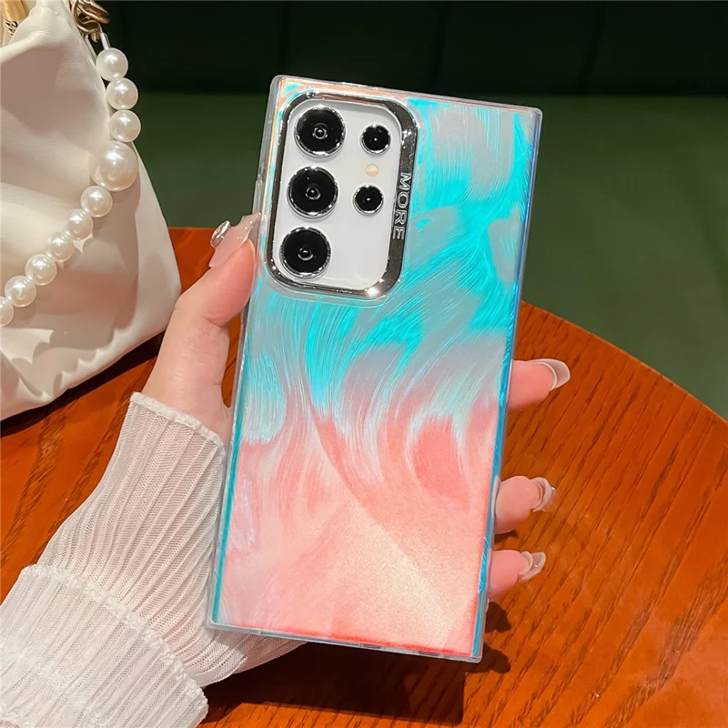 For Samsung Galaxy S24 Ultra Electroplating Case Silicone+PC IMD Laser Effect Phone Cover - AK3