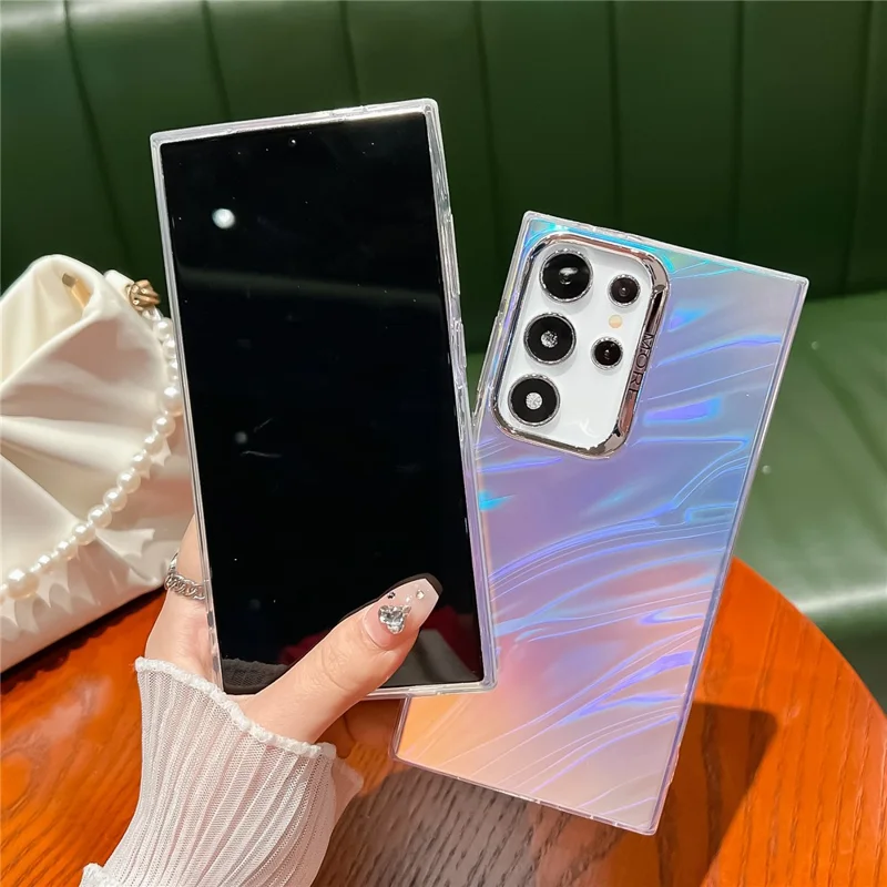 For Samsung Galaxy S24 Ultra Electroplating Case Silicone+PC IMD Laser Effect Phone Cover - AK3