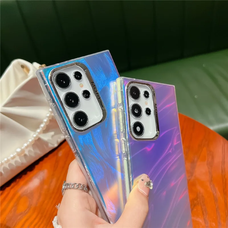 For Samsung Galaxy S24 Ultra Electroplating Case Silicone+PC IMD Laser Effect Phone Cover - AK3