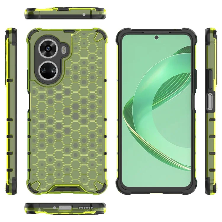 Für Huawei nova 12 SE 4G Honeycomb Case PC+TPU Cushioning Stoßfeste Handyhülle - Grün