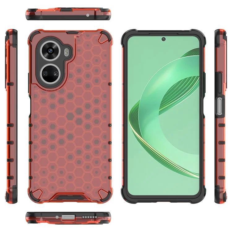 For Huawei nova 12 SE 4G Honeycomb Case PC+TPU Cushioning Shockproof Phone Cover - Red