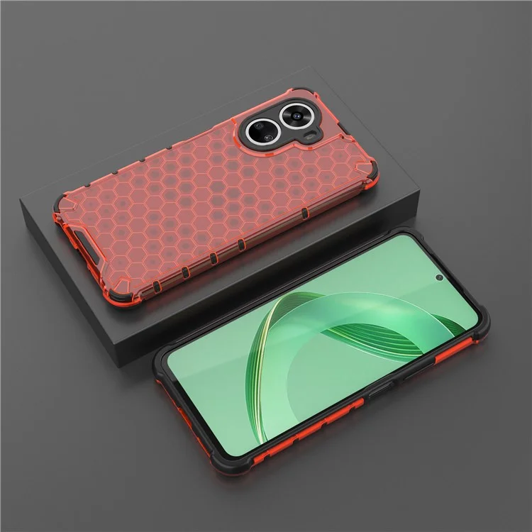 For Huawei nova 12 SE 4G Honeycomb Case PC+TPU Cushioning Shockproof Phone Cover - Red