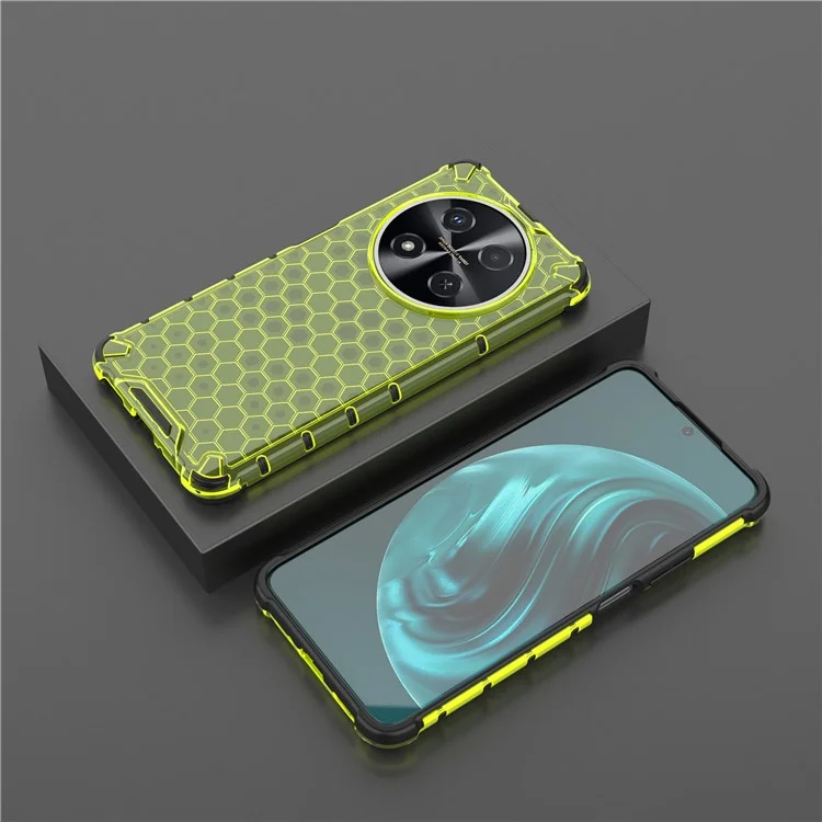 Para Huawei nova 12i 4G / Enjoy 70 Pro Case PC+TPU Desenho de Favo de Mel Proteção do Telefone Capa - Verde