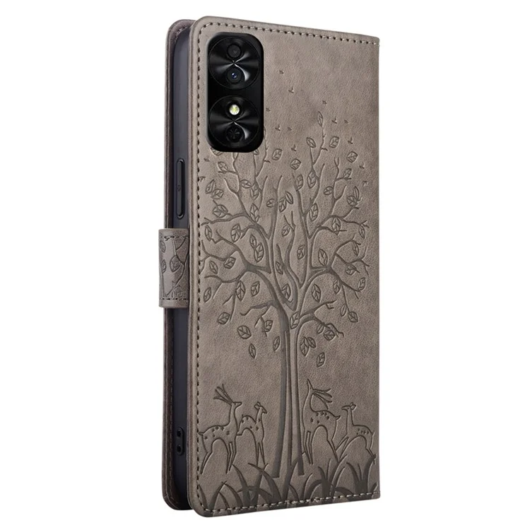Für TCL 50 SE Wallet Case PU Leder Hirsch-Baum-Muster Handyhülle Großhandel - Grau