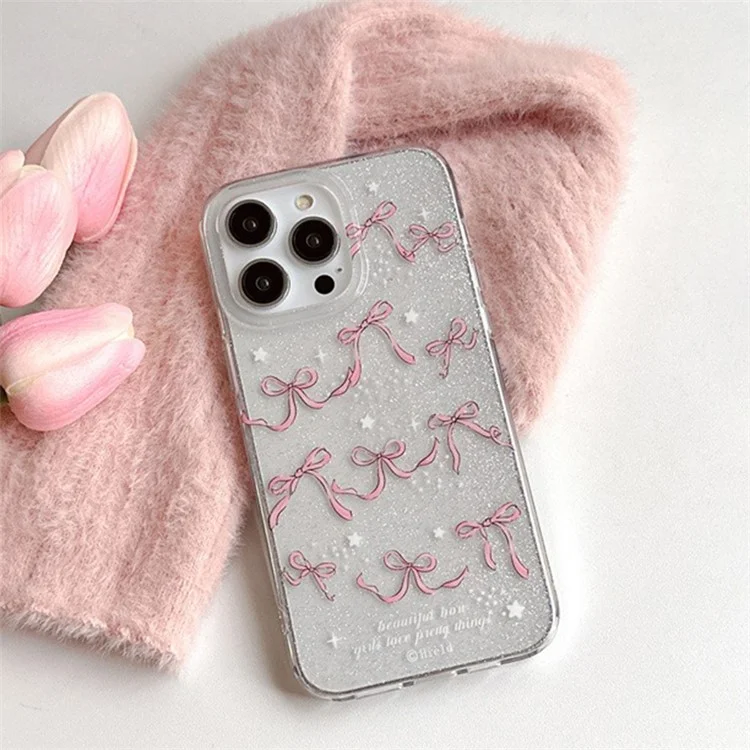 Coque de protection TPU pour iPhone 15 Pro, motif nœud papillon à double face, résistante aux rayures