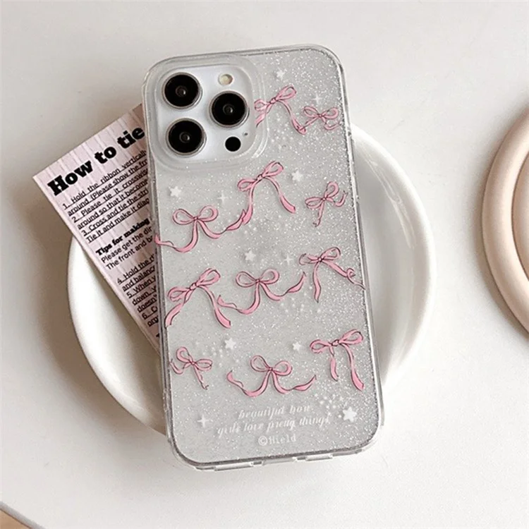 Coque de protection TPU pour iPhone 15 Pro, motif nœud papillon à double face, résistante aux rayures