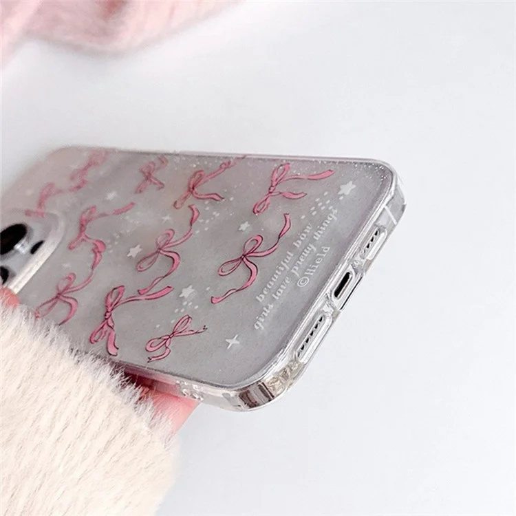 For iPhone 14 Pro Max Case Dual-Side IMD TPU Phone Cover Anti-Scratch Bowknot Pattern Cell Phone Shell
