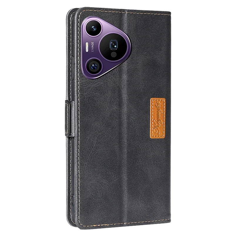 Per Huawei Pura 70 Pro / 70 Pro+ Custodia telefonica all'ingrosso in pelle Portafoglio Bicolore Splicing Cover per telefono - Nero+Grigio