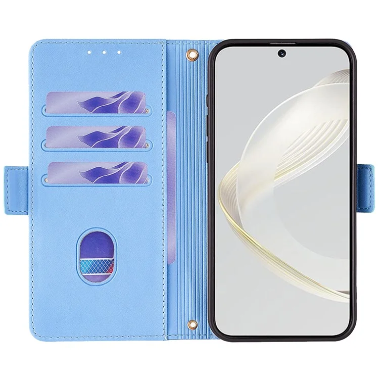 Para Huawei Pura 70 Pro / Pura 70 Pro+ Estuche PU Leather + Soft TPU Cartera Cruzada Bandolera Funda Teléfono - Azul