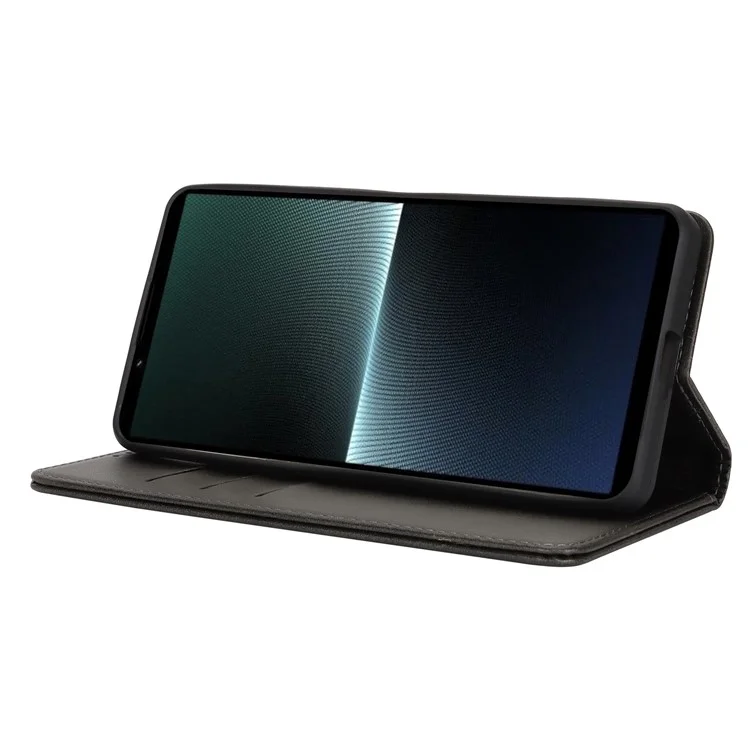 For Sony Xperia 1 VI Case PU Leather Wallet Stand Magnetic Closing Phone Cover - Black
