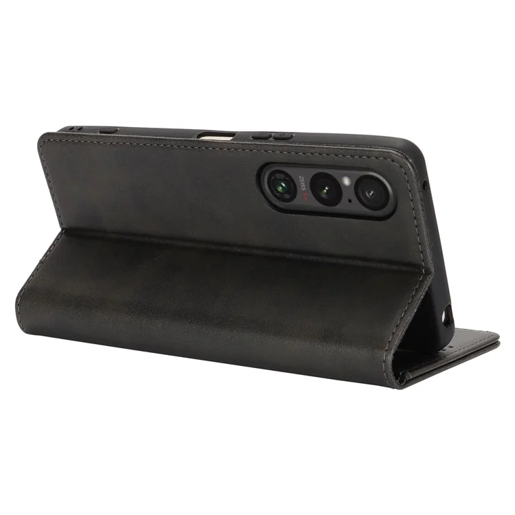 For Sony Xperia 1 VI Case PU Leather Wallet Stand Magnetic Closing Phone Cover - Black