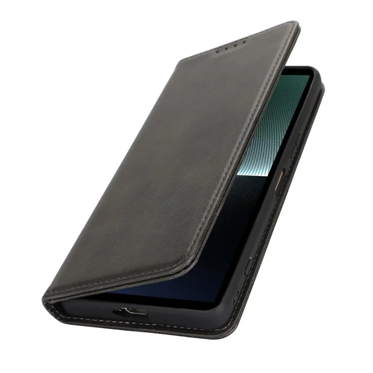 For Sony Xperia 1 VI Case PU Leather Wallet Stand Magnetic Closing Phone Cover - Black