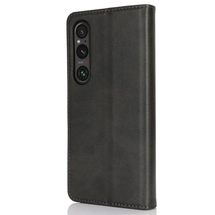 For Sony Xperia 1 VI Case PU Leather Wallet Stand Magnetic Closing Phone Cover - Black