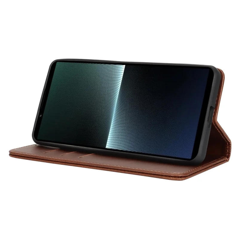 For Sony Xperia 1 VI Case PU Leather Wallet Stand Magnetic Closing Phone Cover - Dark Brown