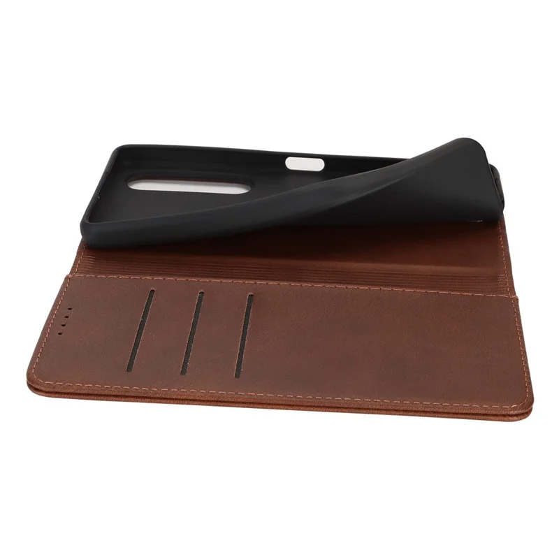 For Sony Xperia 1 VI Case PU Leather Wallet Stand Magnetic Closing Phone Cover - Dark Brown