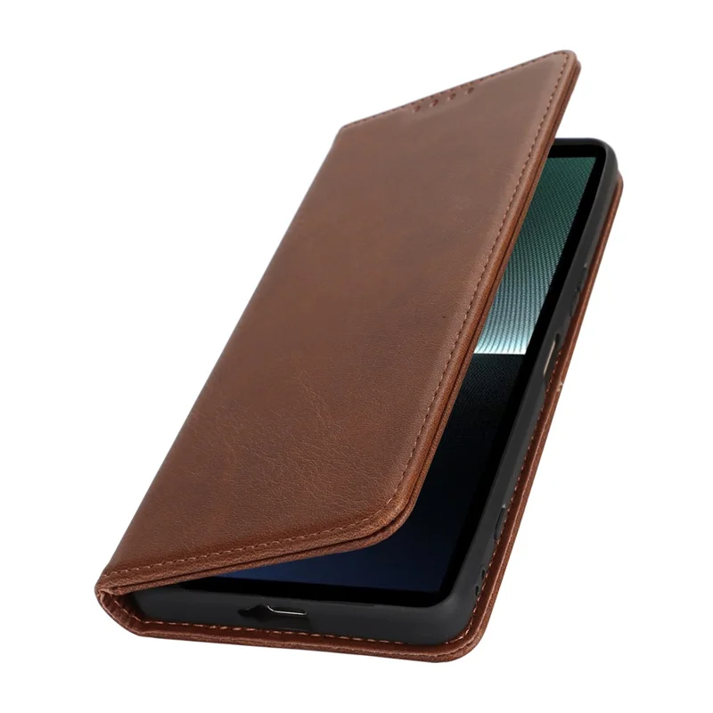 For Sony Xperia 1 VI Case PU Leather Wallet Stand Magnetic Closing Phone Cover - Dark Brown