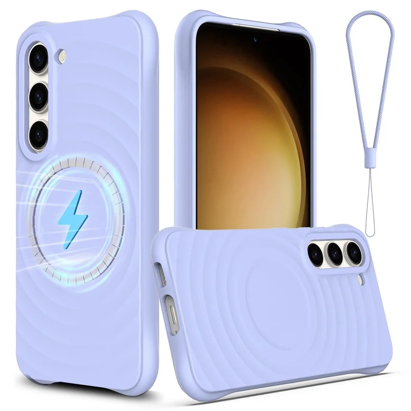For Samsung Galaxy S23+ Magnetic Phone Case Ripple Texture Liquid Silicone Shockproof Cover - Purple
