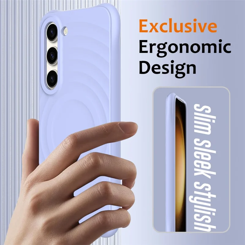For Samsung Galaxy S23+ Magnetic Phone Case Ripple Texture Liquid Silicone Shockproof Cover - Purple