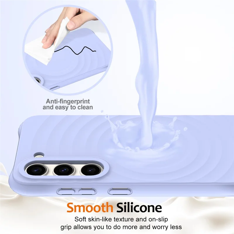 For Samsung Galaxy S23+ Magnetic Phone Case Ripple Texture Liquid Silicone Shockproof Cover - Purple