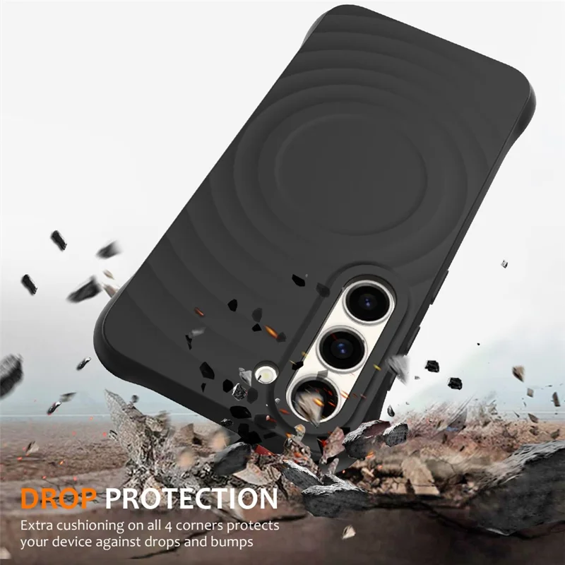 Magnetic Phone Case for Samsung Galaxy S23 Ripple Texture Liquid Silicone Cover - Black