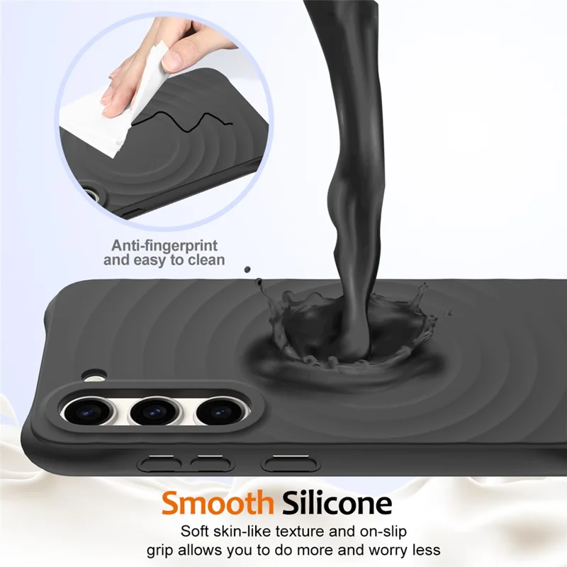 Magnetic Phone Case for Samsung Galaxy S23 Ripple Texture Liquid Silicone Cover - Black