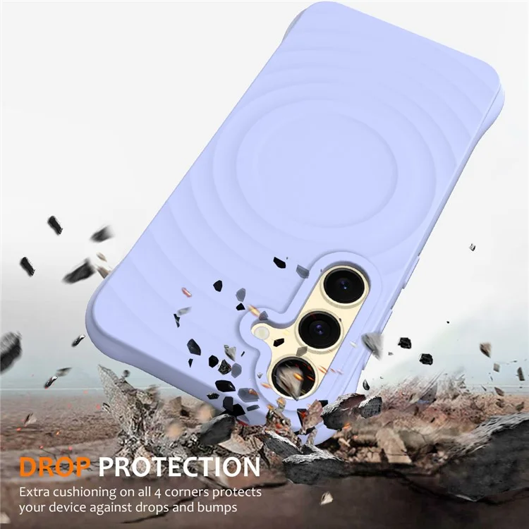 Pour Samsung Galaxy S23 FE Magnetic Case Ripple Texture Liquid Silicone Cover with Hand Strap - Pourpre