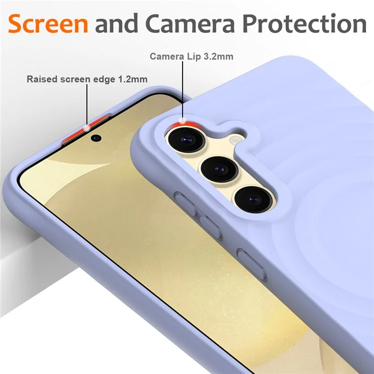 Für Samsung Galaxy S24 Hülle Kompatibel mit MagSafe Wellentexturrflüssigsilikon-Handyhülle - Lila