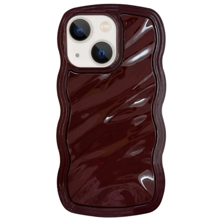 Per iPhone 13 TPU Case Water Ripple Wave Frame Protective Phone Cover - Wine Red