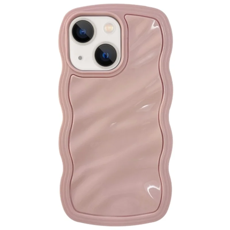 For iPhone 14 Case Water Ripple Soft TPU Phone Cover with Wave Edge - Pink