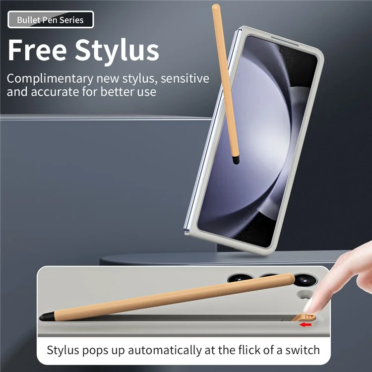 For Galaxy Z Fold6 5G Case Skin-Touch Hard PC Phone Cover with Tempered Glass Film and Stylus - Light Grey