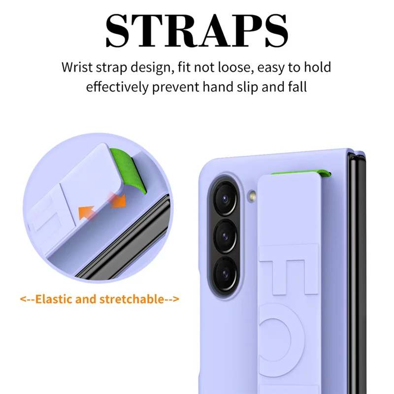 Para Samsung Galaxy Z Fold6 5G Skin-touch Case PC Anti-fingerprint Phone Cover with Stretch Wristband - Verde