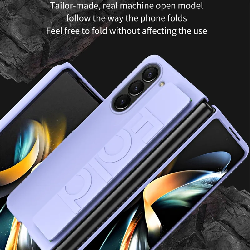 Para Samsung Galaxy Z Fold6 5G Skin-touch Case PC Anti-fingerprint Phone Cover with Stretch Wristband - Verde