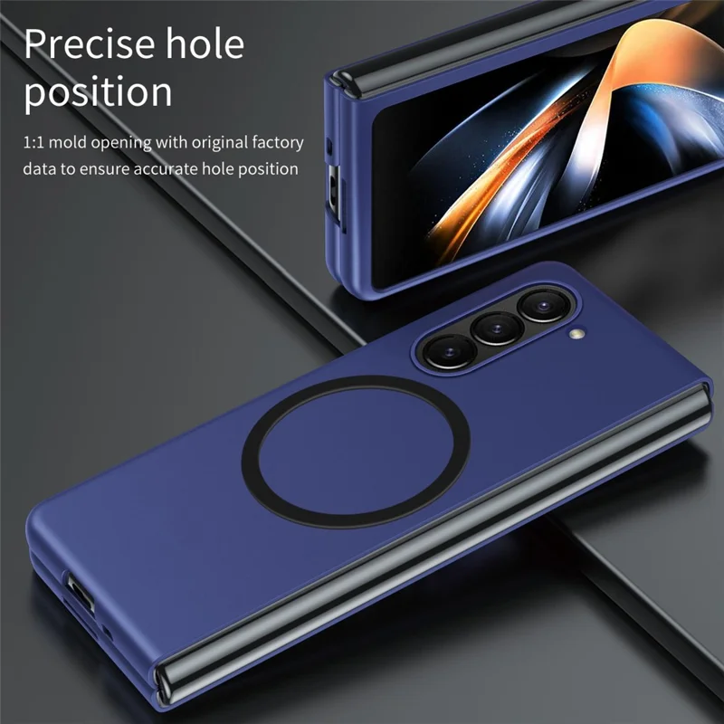 For Samsung Galaxy Z Fold6 5G Magnetic Case Skin-Touch Matte Hard PC Phone Cover - Black