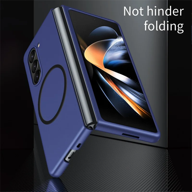 Чехол для Samsung Galaxy Z Fold6 5G совместимый с MagSafe, матовый жесткий ПК-чехол с кожаной текстурой - Роза золотая