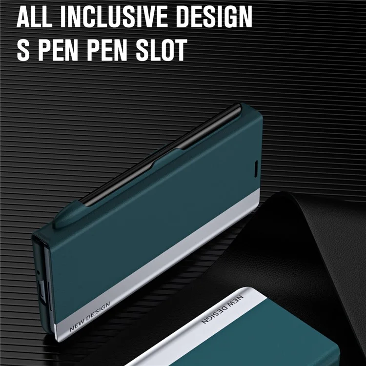 For Samsung Galaxy Z Fold6 5G Case Electroplating Pen Slot Phone Cover with Stylus - Green