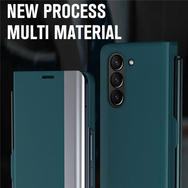 For Samsung Galaxy Z Fold6 5G Case Electroplating Pen Slot Phone Cover with Stylus - Green