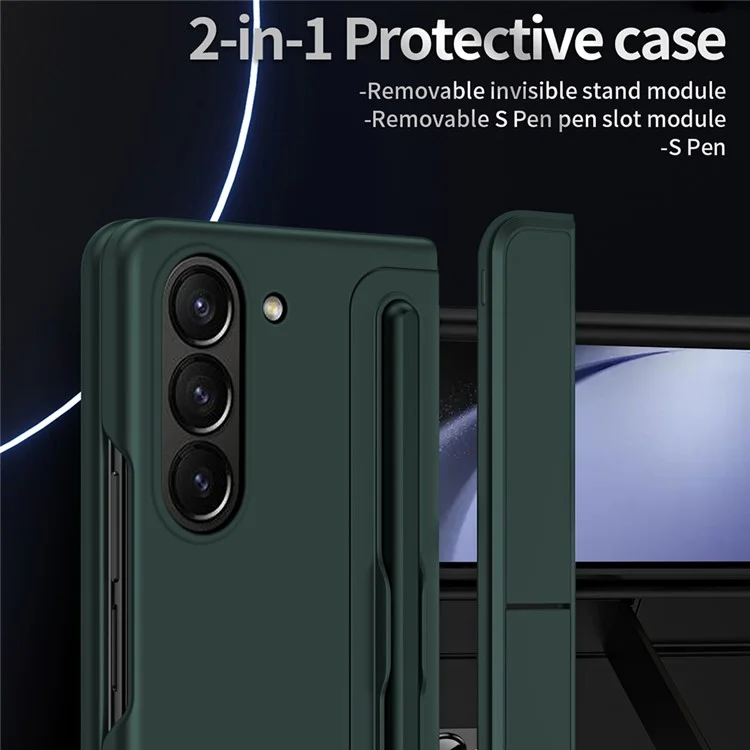 Pour étui Samsung Galaxy Z Fold6 5G Kickstand Hard PC Slim Phone Cover avec Stylus - Vert
