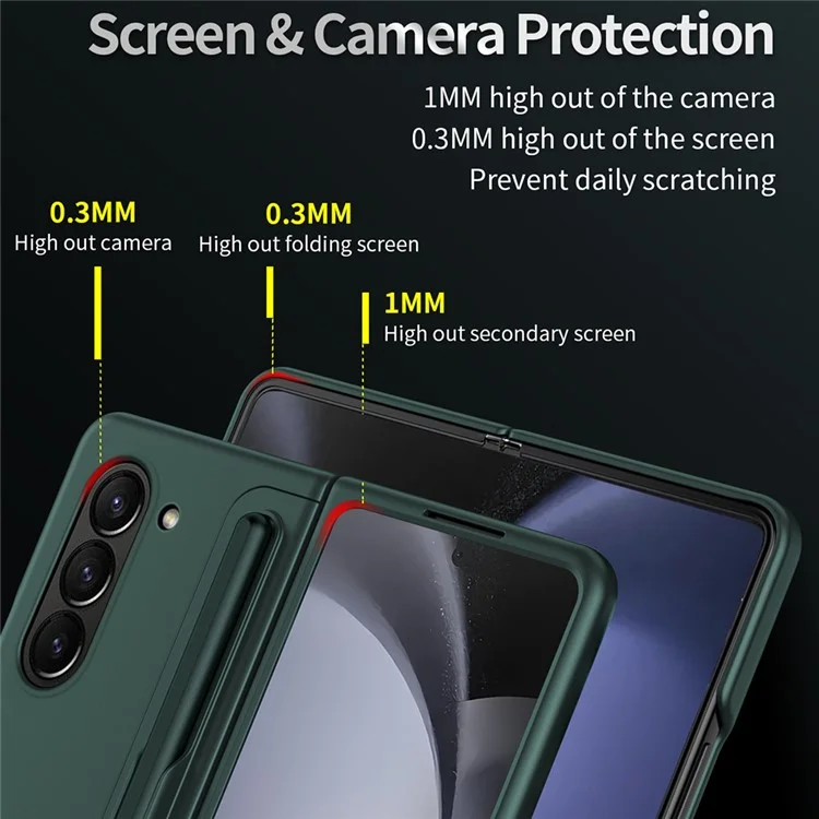 Pour étui Samsung Galaxy Z Fold6 5G Kickstand Hard PC Slim Phone Cover avec Stylus - Vert