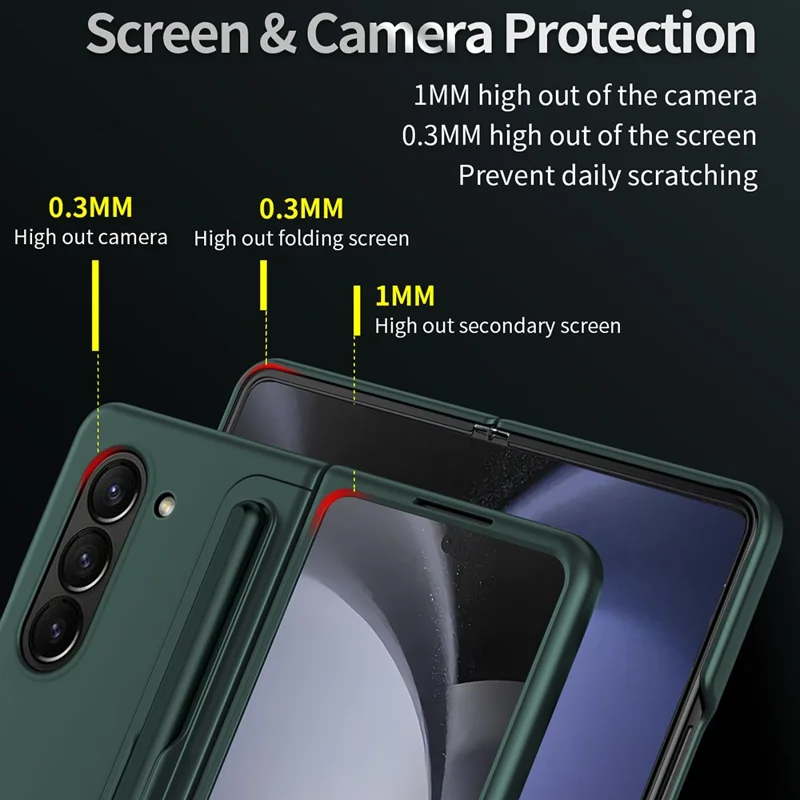 Para Samsung Galaxy Z Fold6 5G Case Kickstand Hard PC Slim Phone Cover com Stylus - Safira