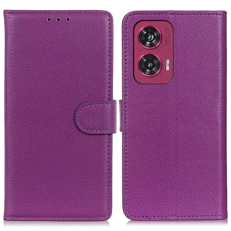 For Motorola Edge 50 Fusion 5G Case Litchi Texture Wallet Leather Phone Cover   - Purple