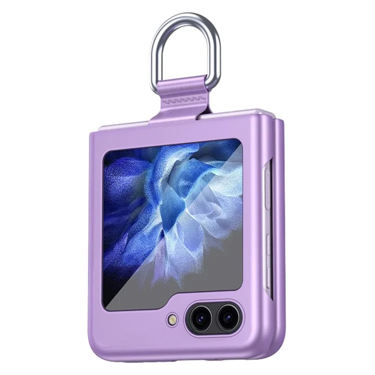 Para Samsung Galaxy Z Flip6 5G / Z Flip5 5G Folded Phone Case Skin-Touch Hard PC Phone Cover with Ring Holder - Roxo