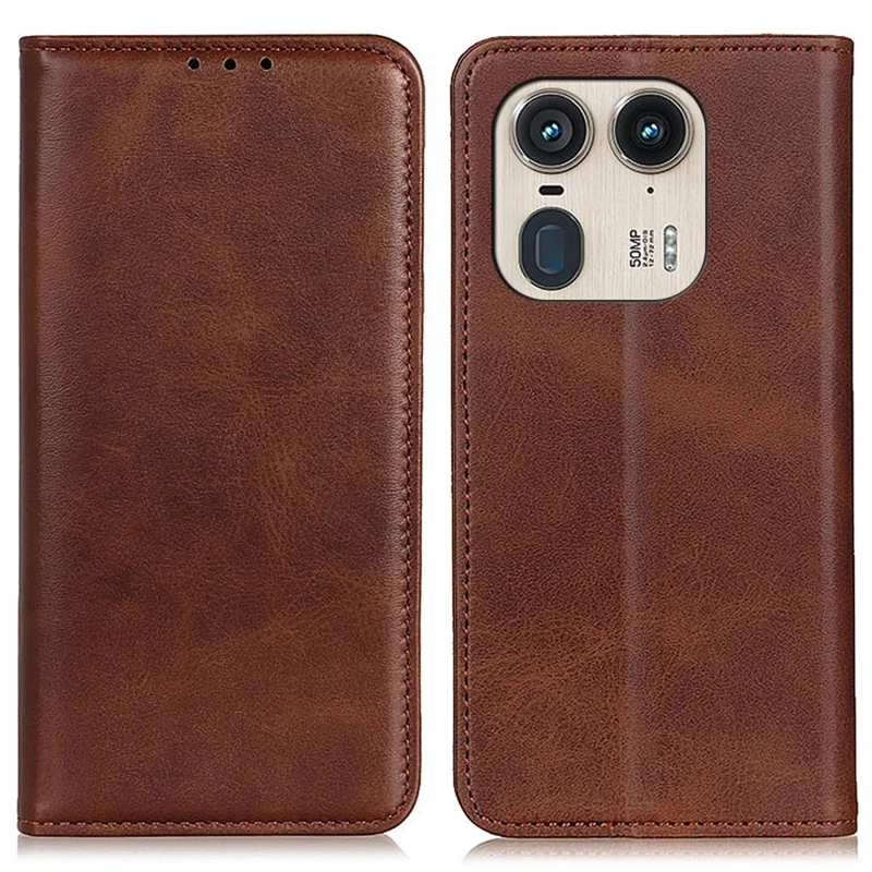 For Motorola Edge 50 Ultra 5G / Moto X50 Ultra 5G Wallet Case Split Leather Magnetic Closing Phone Cover - Coffee