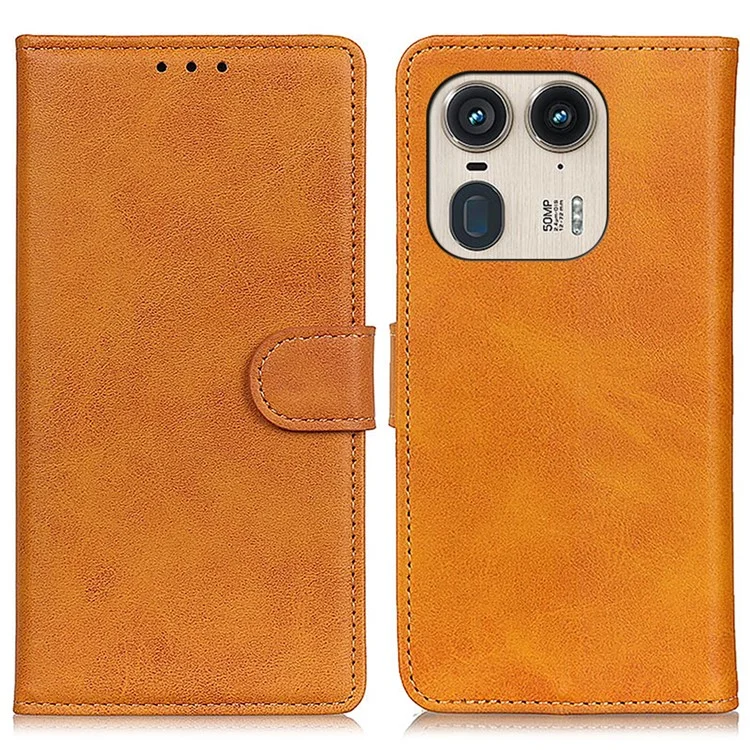 Für Motorola Edge 50 Ultra 5G / Moto X50 Ultra 5G Hülle PU-Leder Wallet Folio Flip Handyhülle - Braun