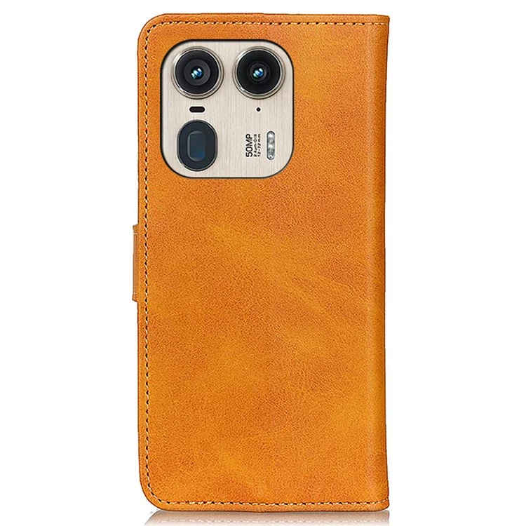 Für Motorola Edge 50 Ultra 5G / Moto X50 Ultra 5G Hülle PU-Leder Wallet Folio Flip Handyhülle - Braun