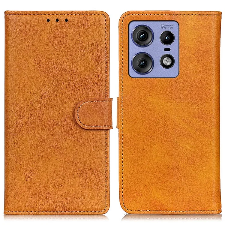 For Motorola Edge 50 Pro 5G Wallet Case Cowhide Texture Leather Shockproof Cover - Brown