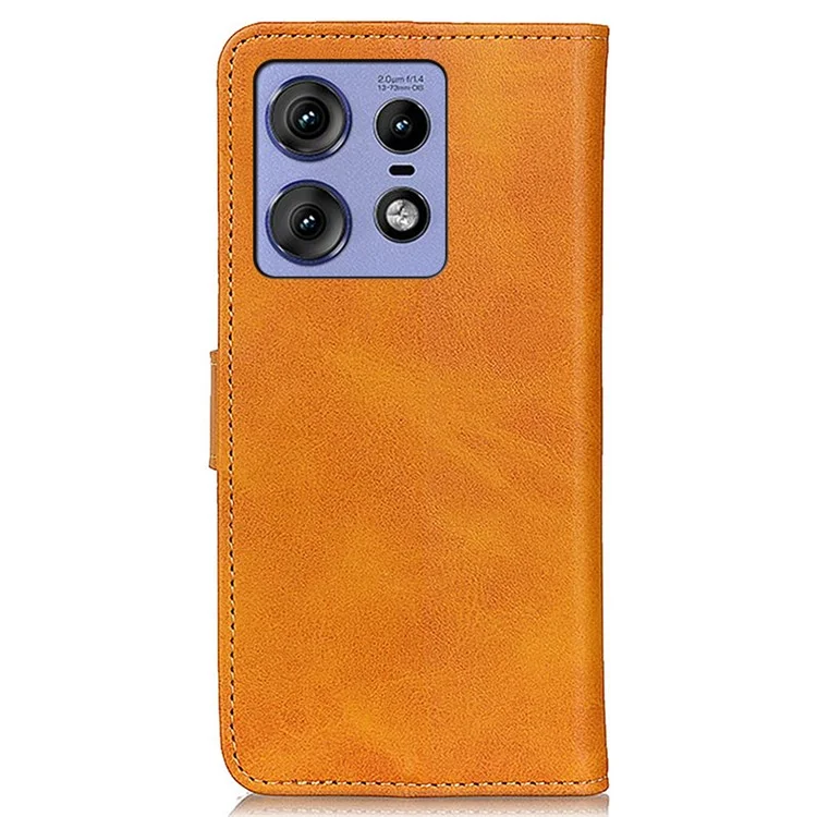 For Motorola Edge 50 Pro 5G Wallet Case Cowhide Texture Leather Shockproof Cover - Brown
